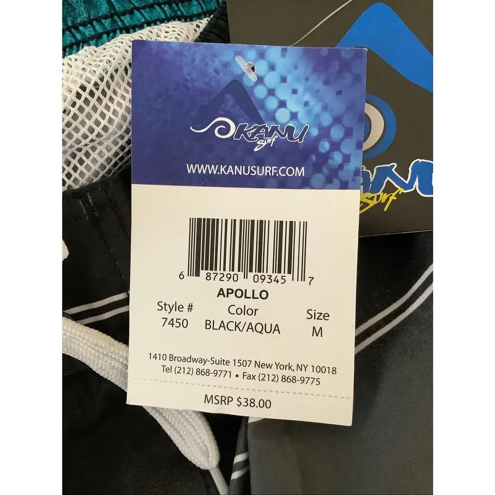 Kanu Surf Men's Medium Black/Aqua Stripped Apollo 9